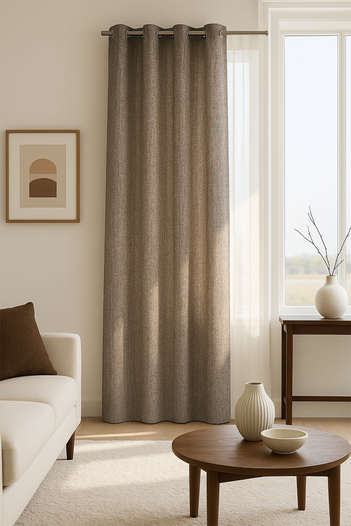 Madrid Halkalı Fon Perde Kahve 140x260