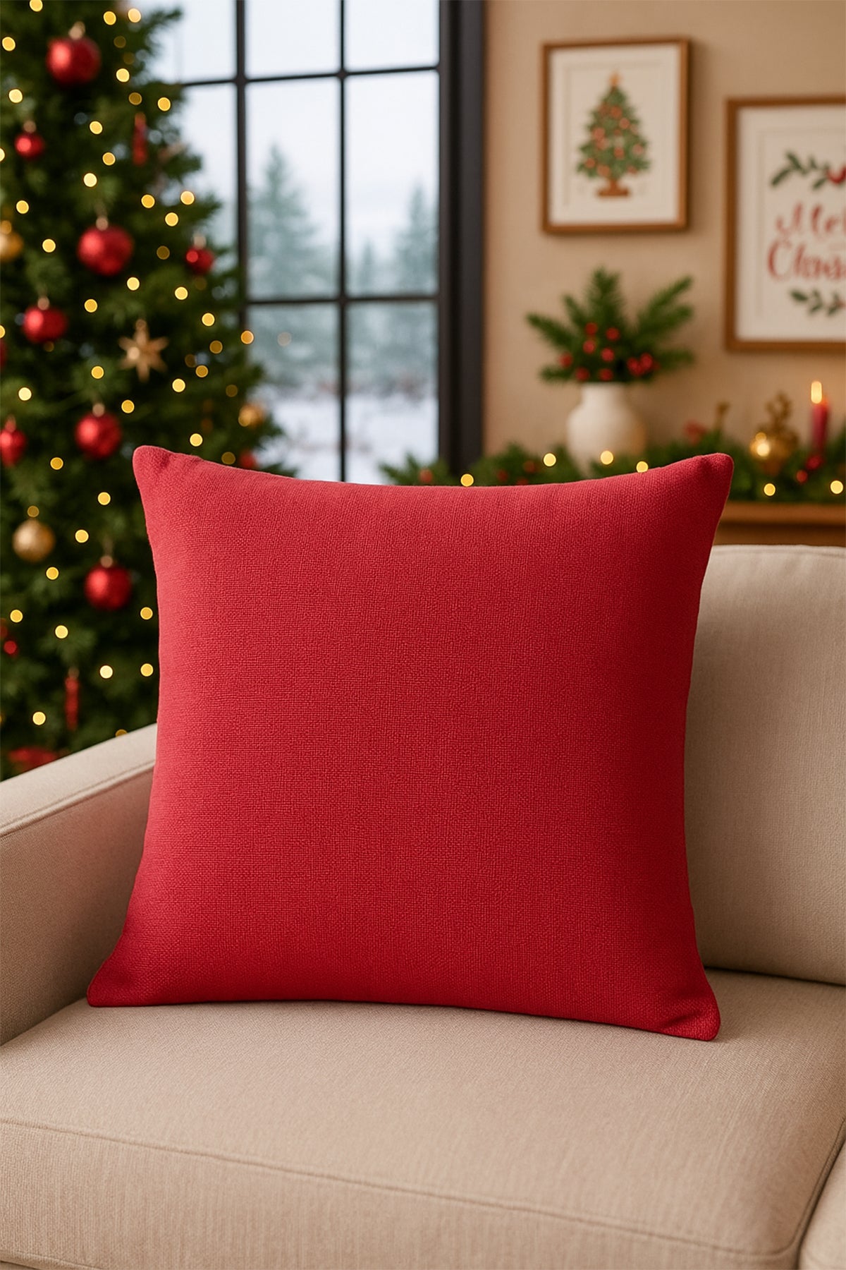 Nadia Kırlent Kılıfı Kırmızı V1 50x50