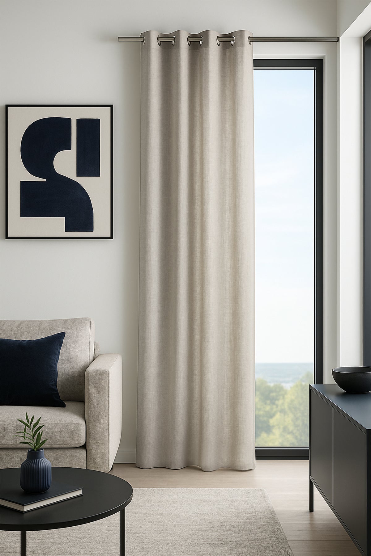 Osaka Halkalı Fon Perde Bej 140x260