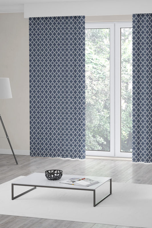 Premier Home Geometrik Fon Perde Lacivert 170X270