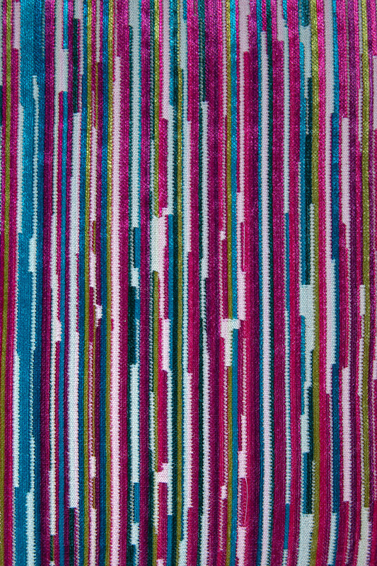 Şerit Kadife Kırlent Kılıfı Pembe 43x43