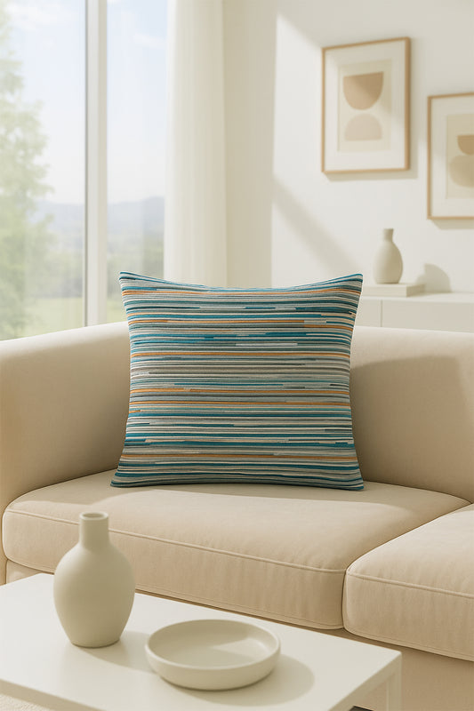 Şerit Kadife Kırlent Kılıfı Yeşil V1 45x45